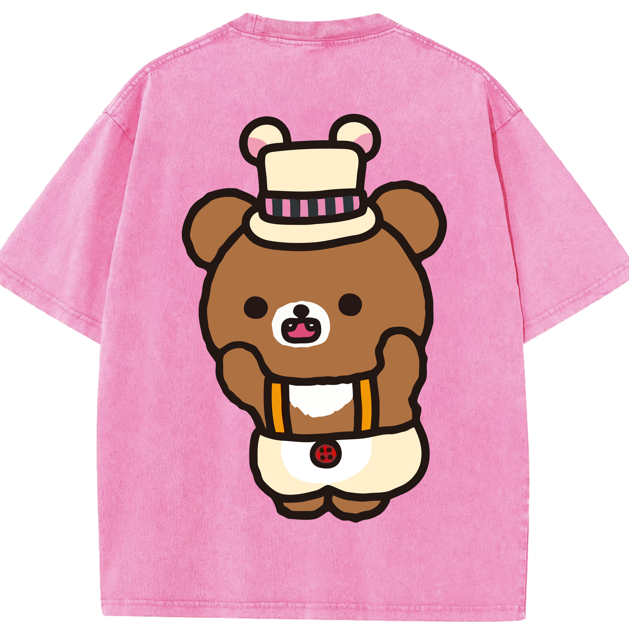 （画像用） リラックマ リラックマ キイロイトリ Rilakkuma Korilakkuma Kiiroitori 綿100% ヴィンテージ風 半袖Tシャツ（背面プリント）